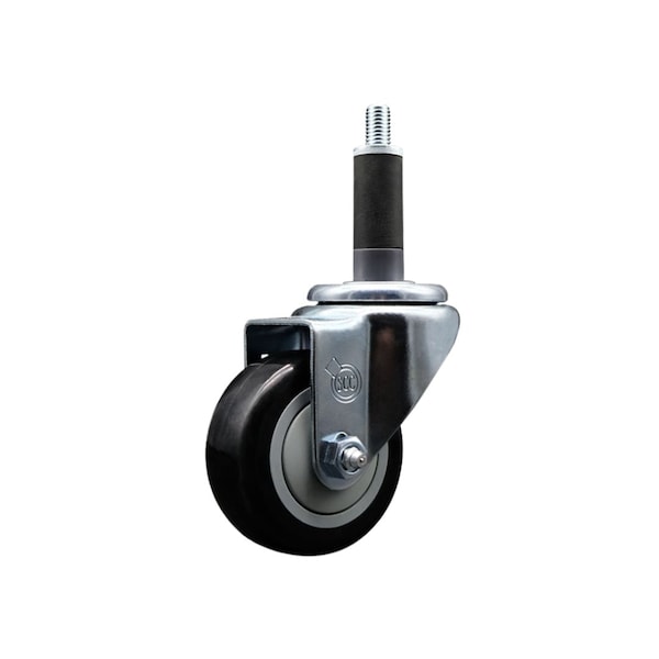 3'' SS Black Poly Wheel Swivel 1'' Expanding Stem Caster